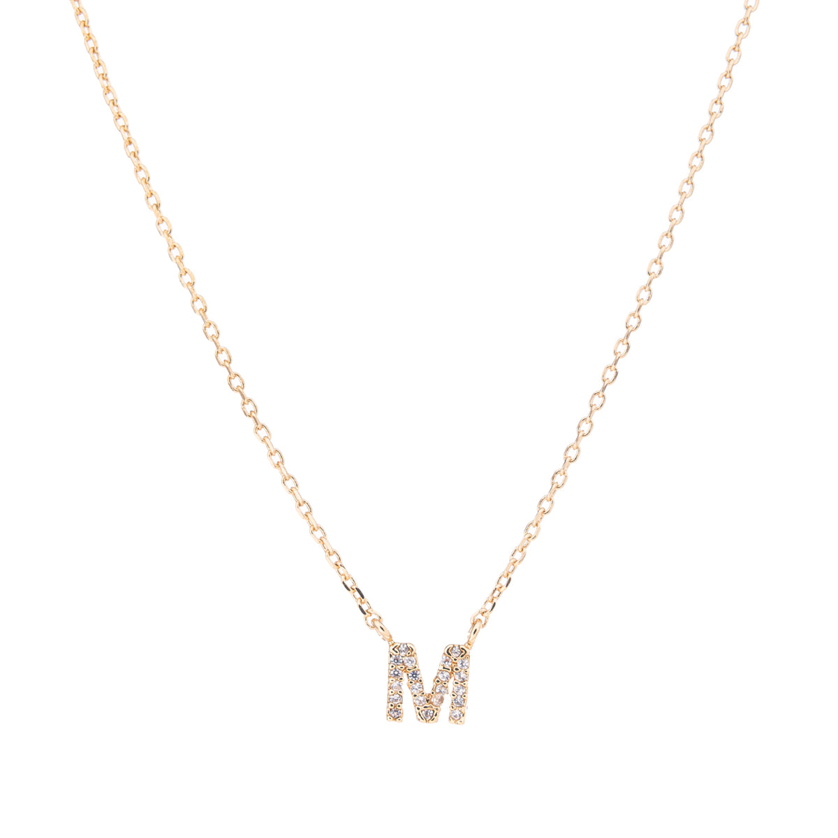Gold Crystal Initial Pave Necklace