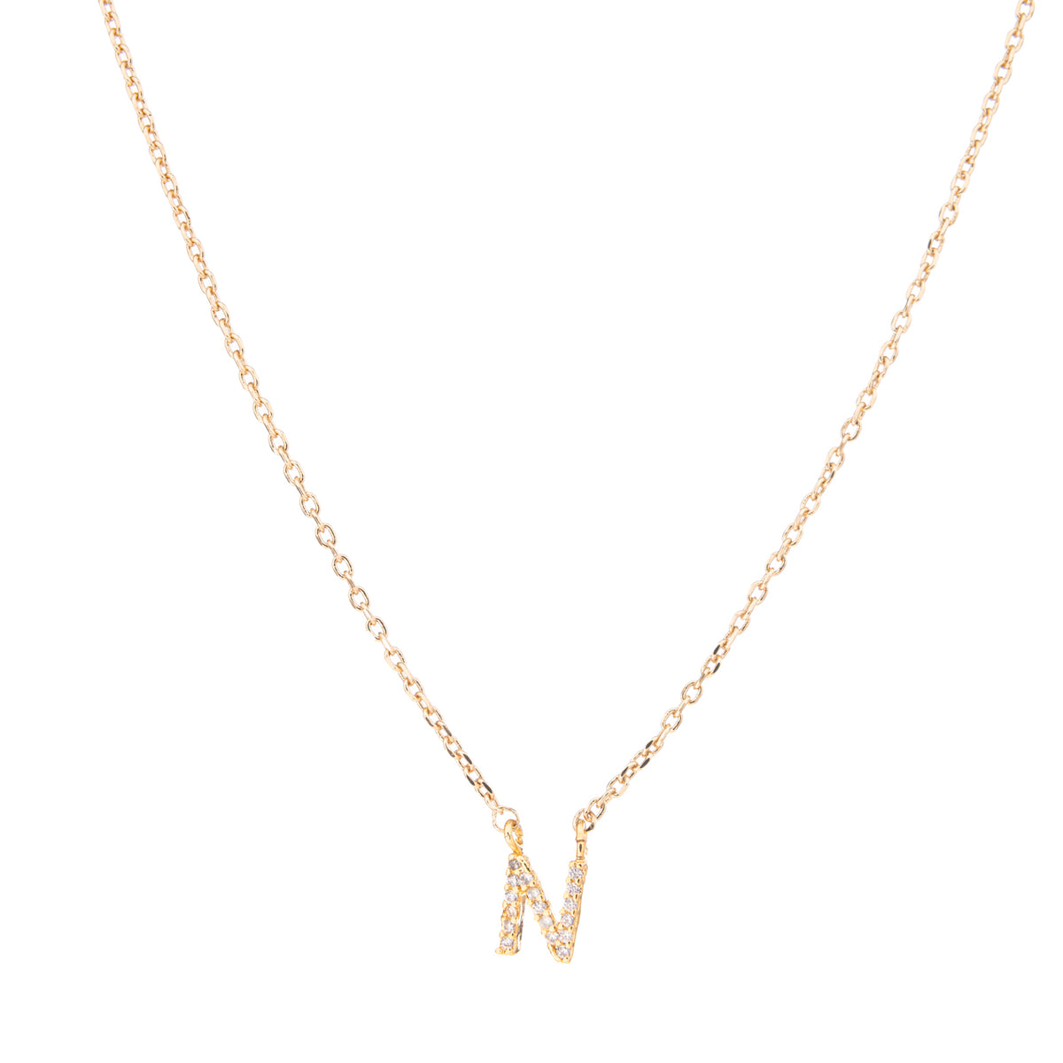 Gold Crystal Initial Pave Necklace