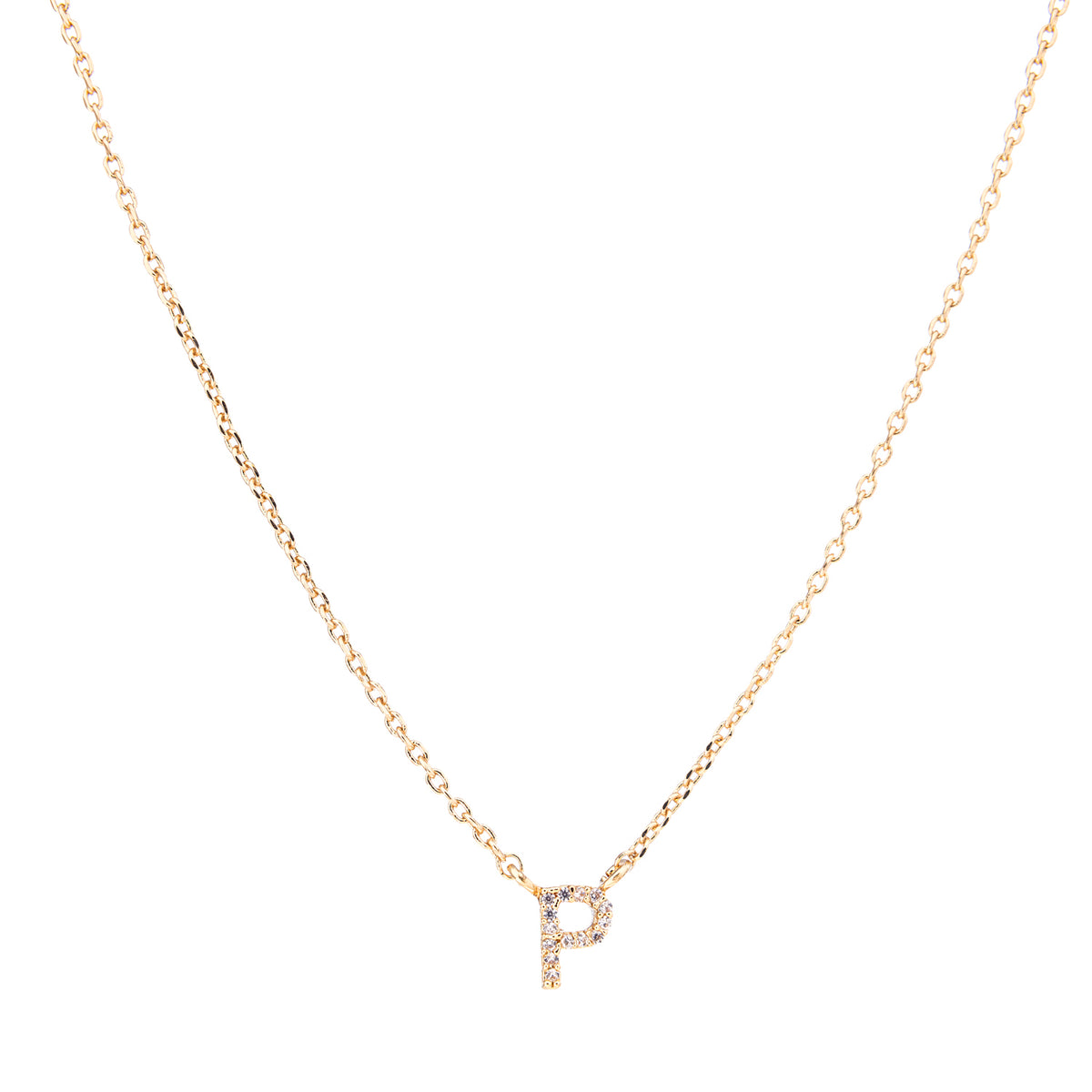 Gold Crystal Initial Pave Necklace