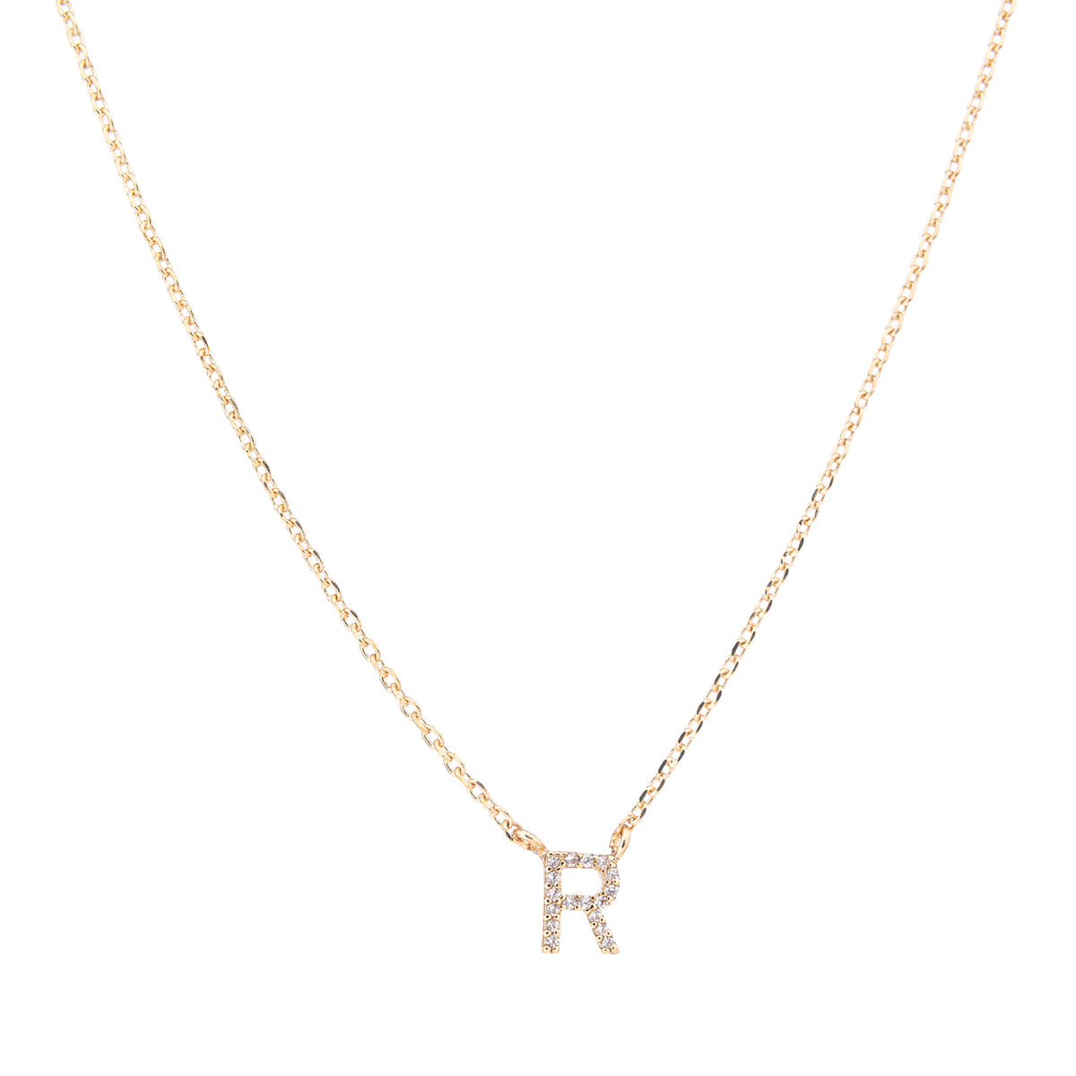 Gold Crystal Initial Pave Necklace