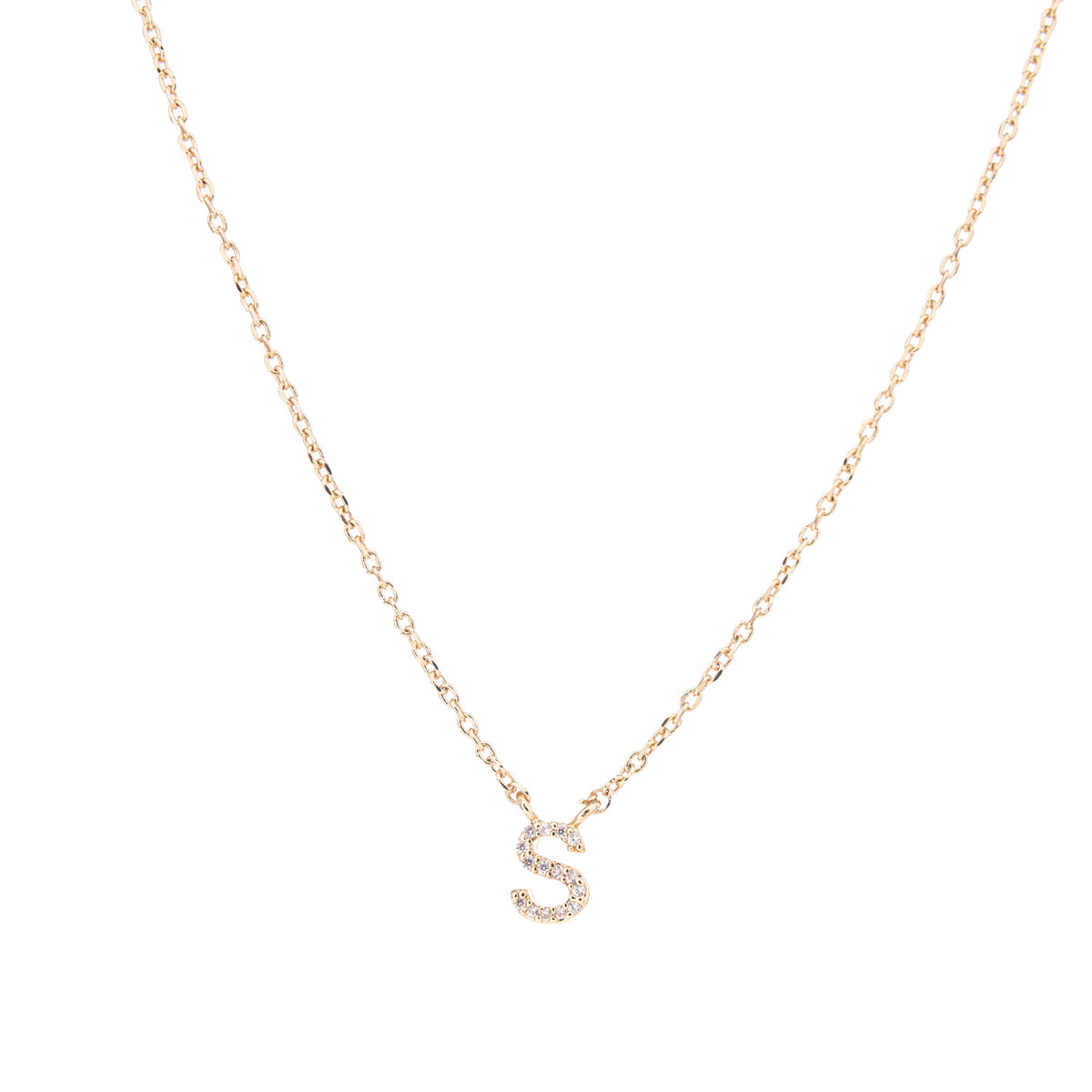 Gold Crystal Initial Pave Necklace