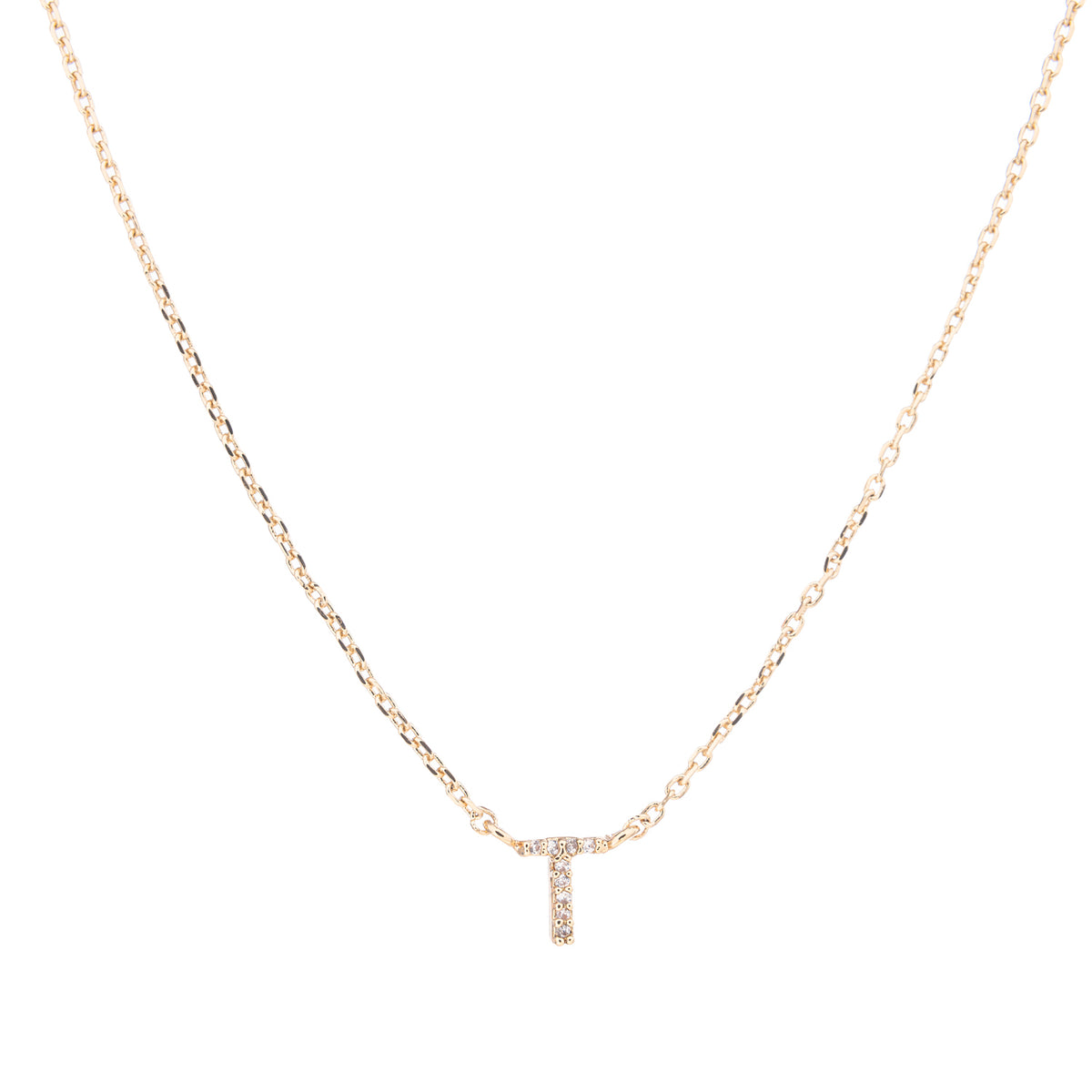 Gold Crystal Initial Pave Necklace