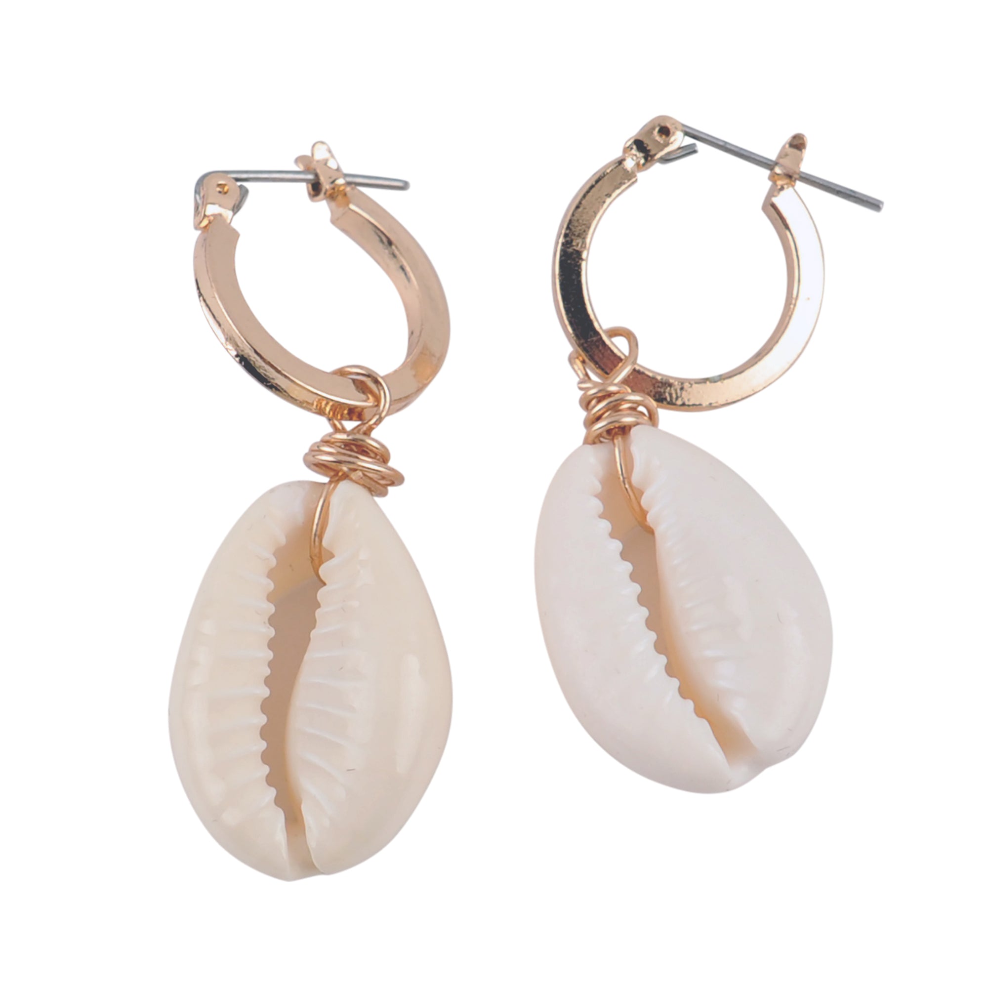 Cowrie Hoop Huggie Earrings - Viva life Jewellery