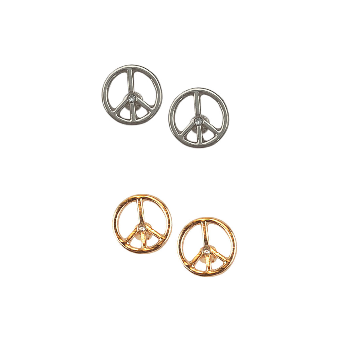 Mini Crystal Peace Sign Stud Earrings - Viva life Jewellery
