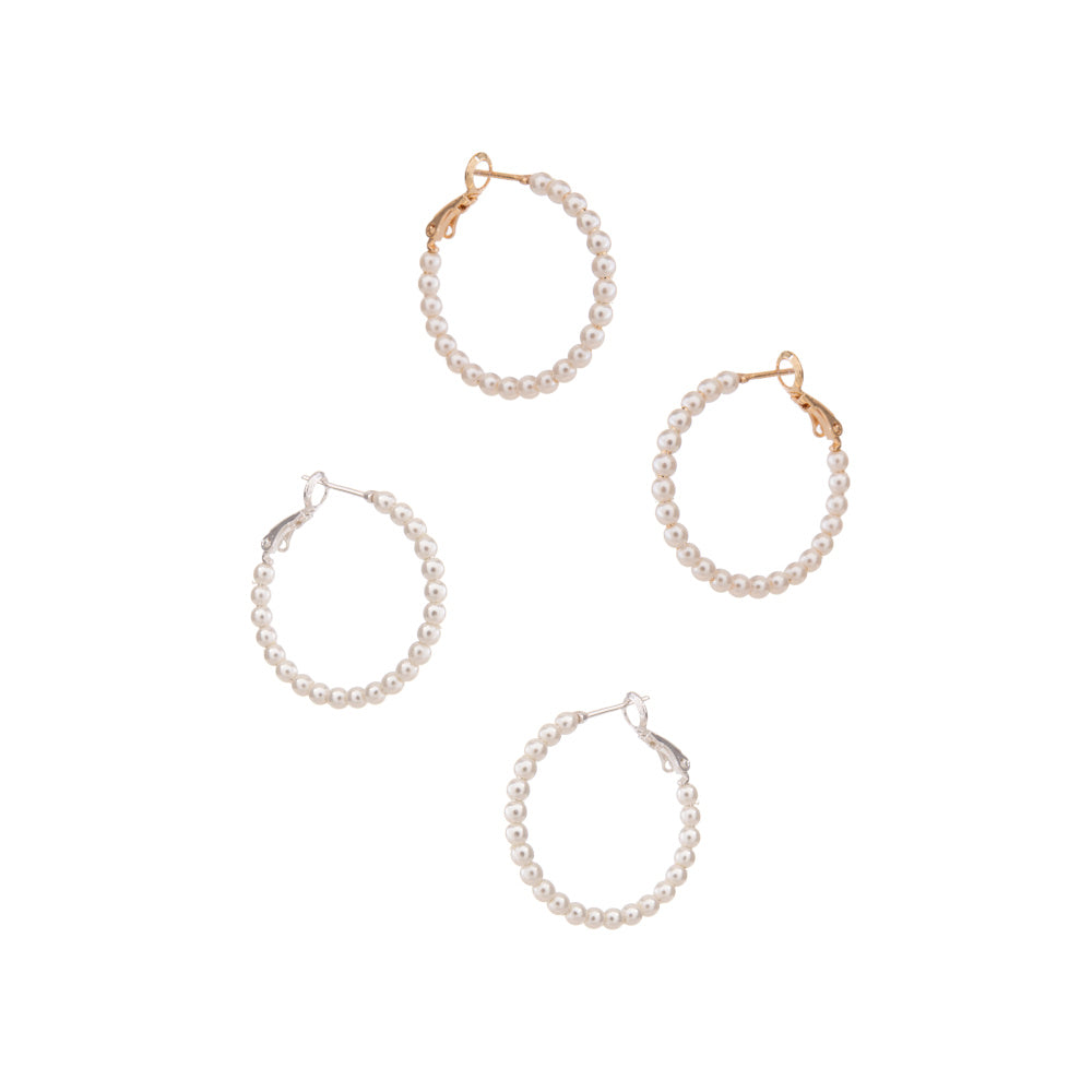 Fancy Pearl Hoop Earrings
