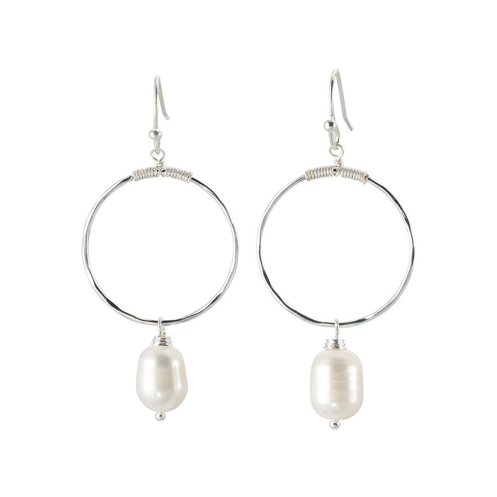 Circle With Fresh Water Pearl Drop Earring