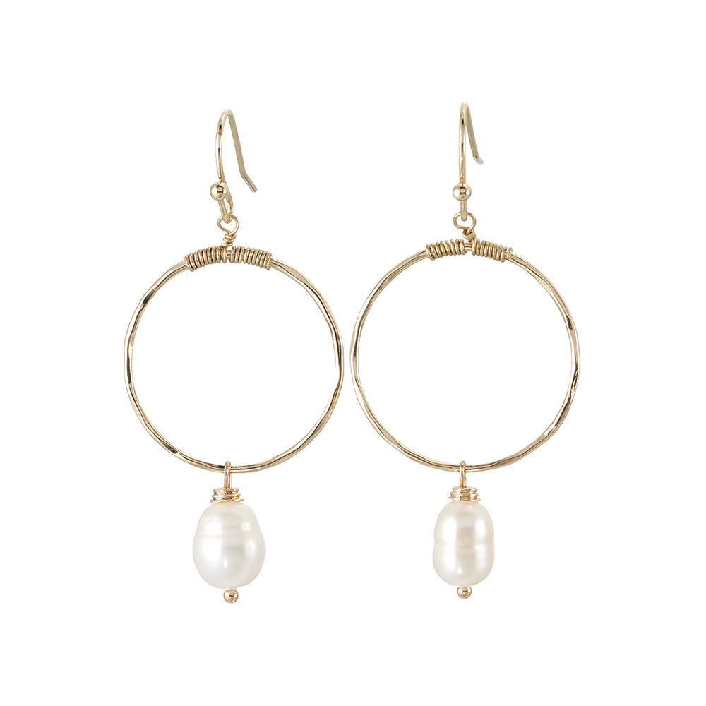 Circle With Fresh Water Pearl Drop Earring