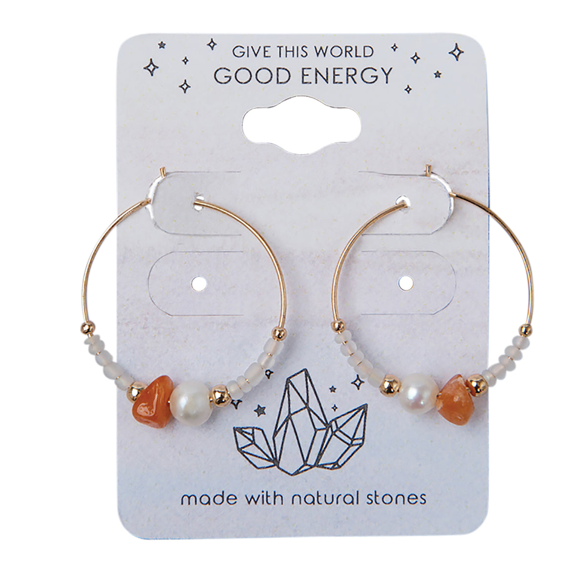 Stone Chip, Pearl &amp; Seed Bead Hoop Earrings - Viva life Jewellery