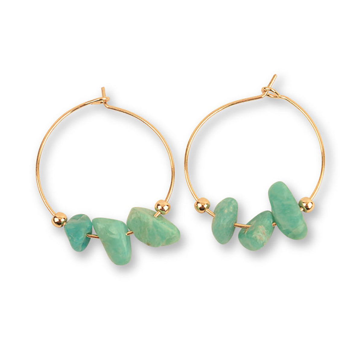 Natural Stone Chip Hoop Earrings - Viva life Jewellery