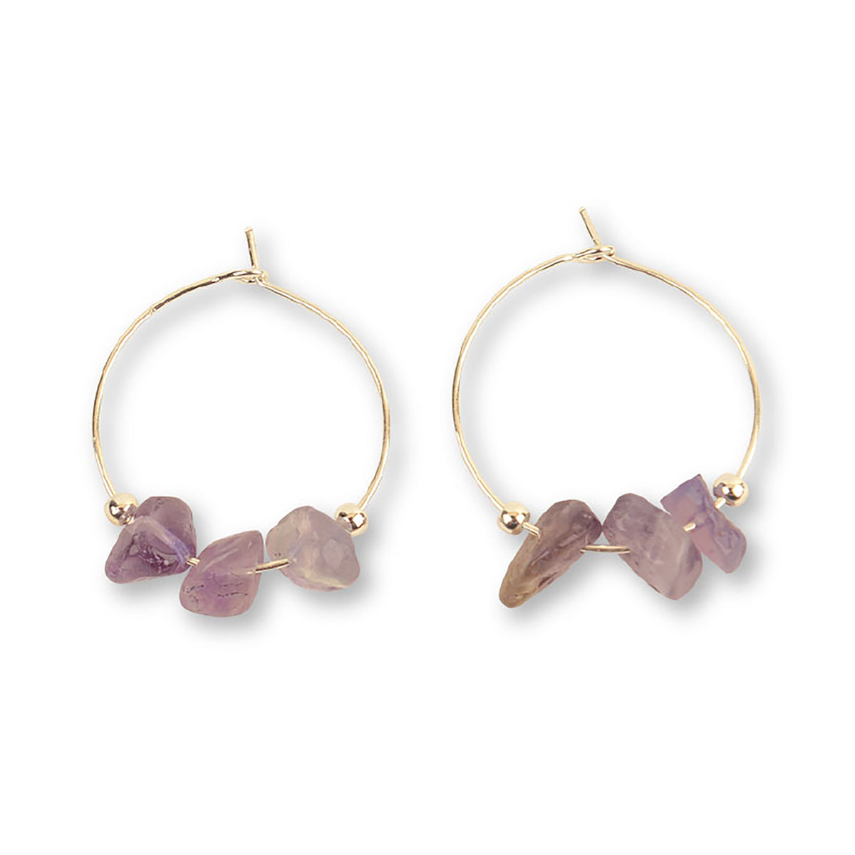 Natural Stone Chip Hoop Earrings - Viva life Jewellery