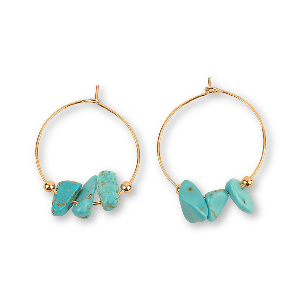 Natural Stone Chip Hoop Earrings - Viva life Jewellery