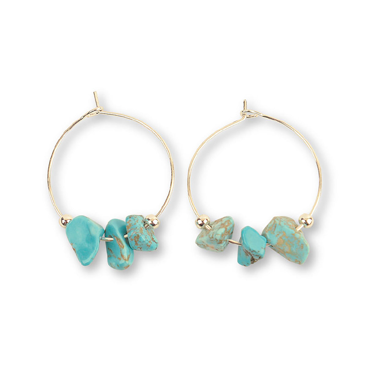 Natural Stone Chip Hoop Earrings - Viva life Jewellery