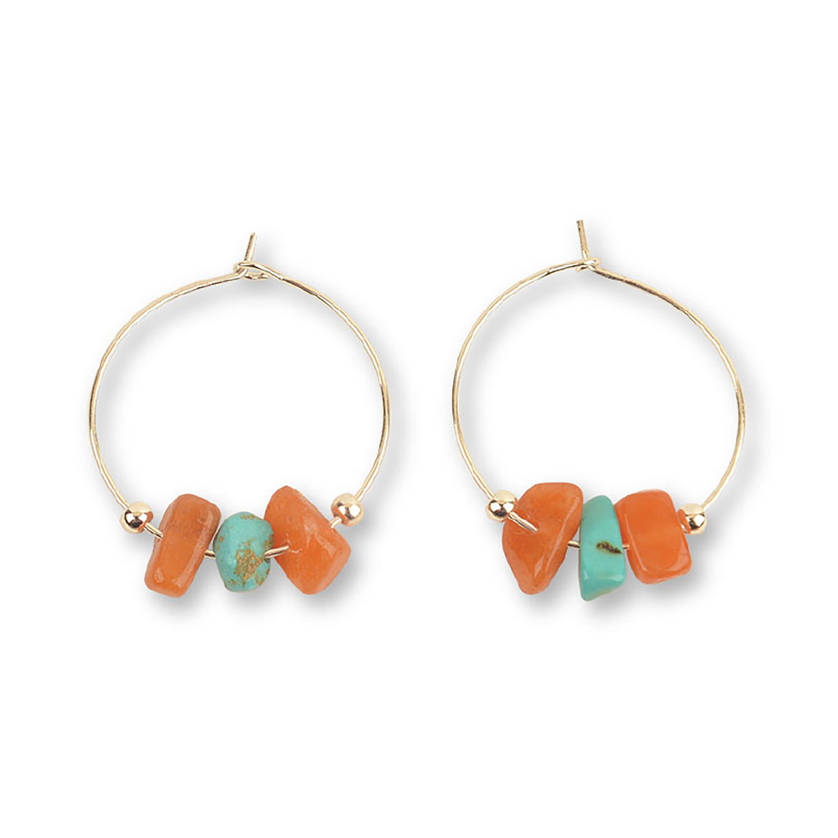 Natural Stone Chip Hoop Earrings - Viva life Jewellery