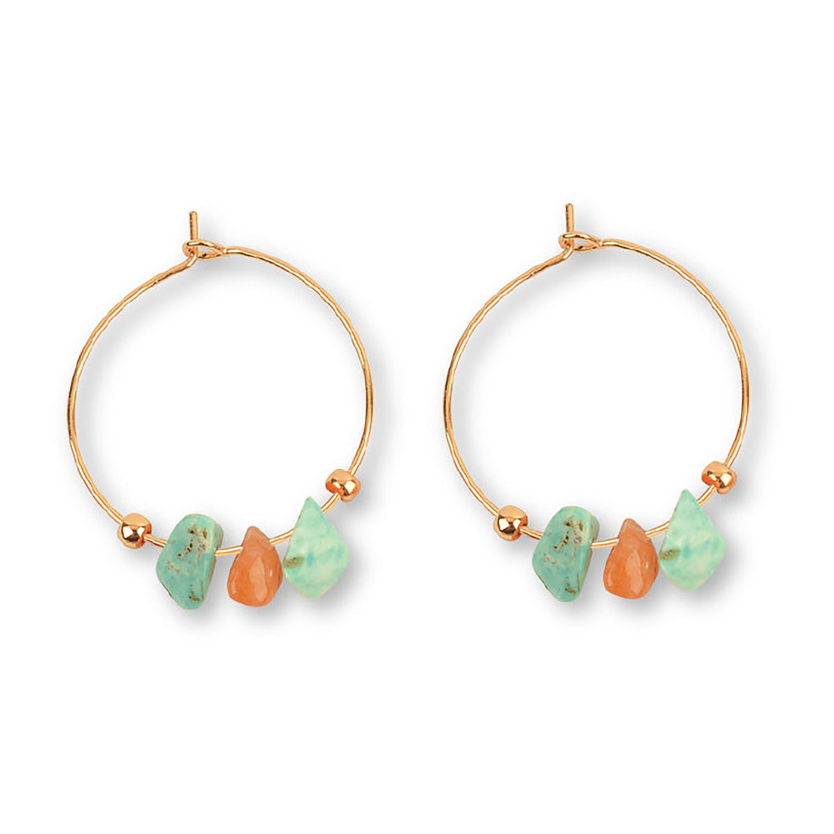 Natural Stone Chip Hoop Earrings - Viva life Jewellery