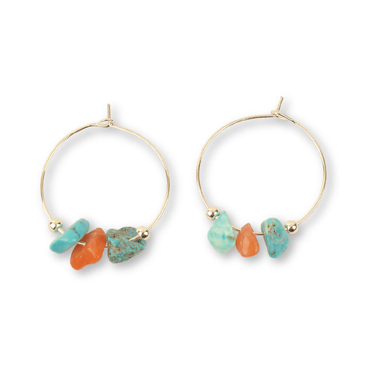 Natural Stone Chip Hoop Earrings - Viva life Jewellery