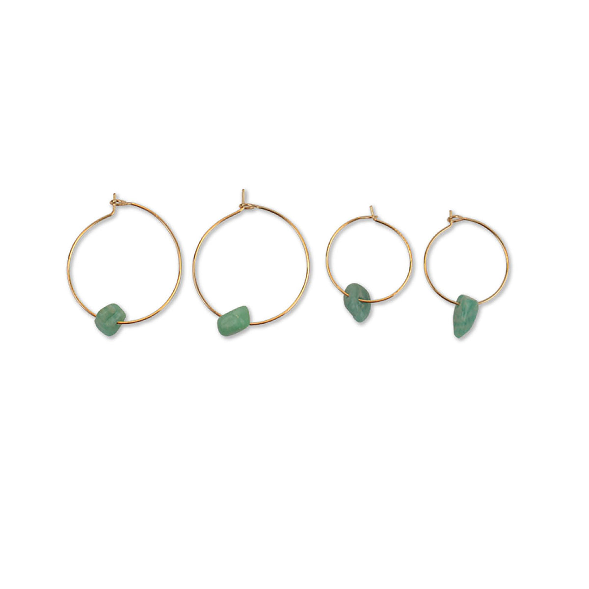 Gold Hoop Stone Chip Earrings Pair - Viva life Jewellery