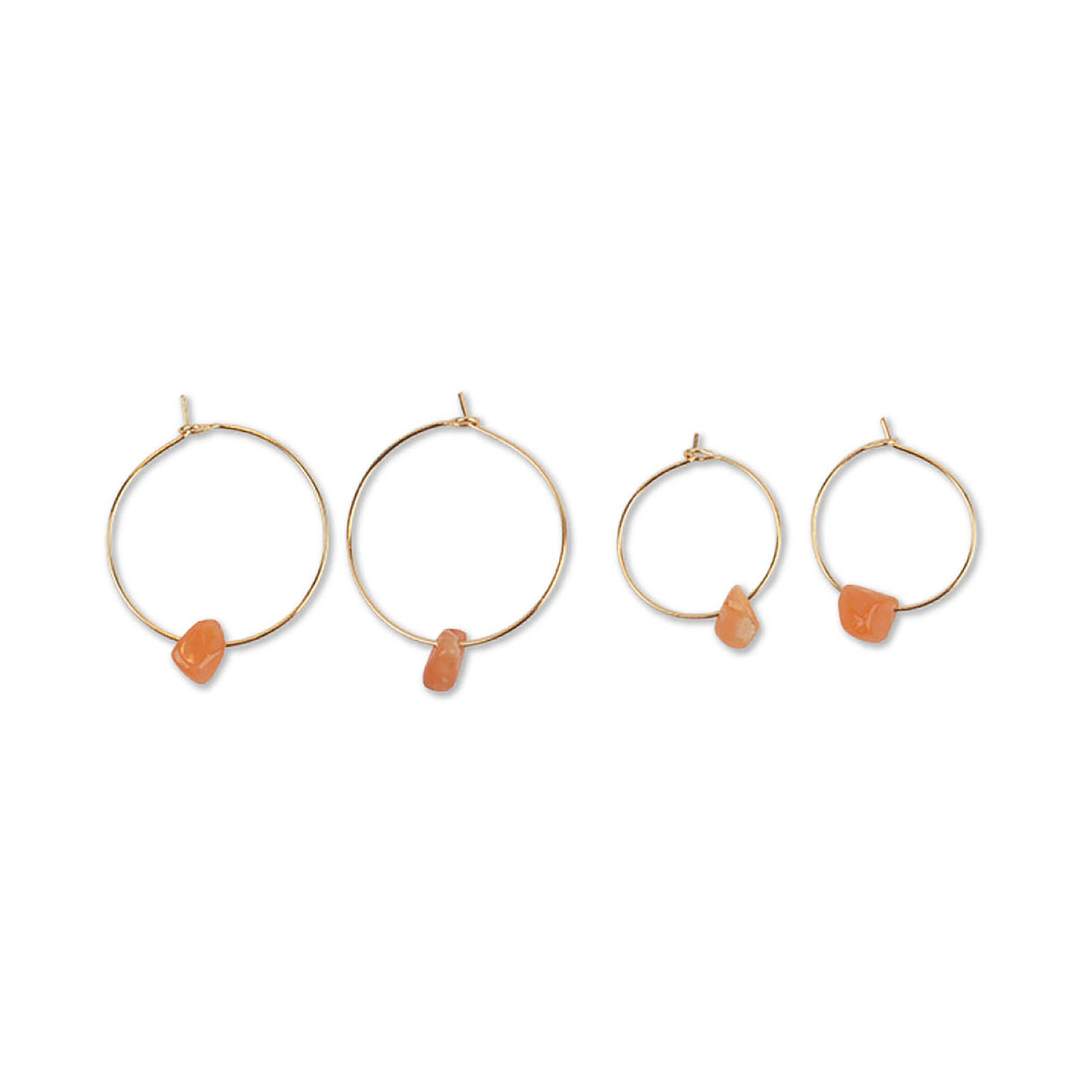 Gold Hoop Stone Chip Earrings Pair - Viva life Jewellery