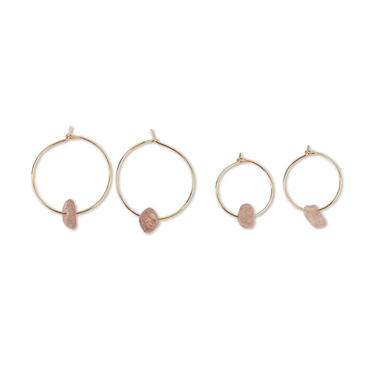 Gold Hoop Stone Chip Earrings Pair - Viva life Jewellery