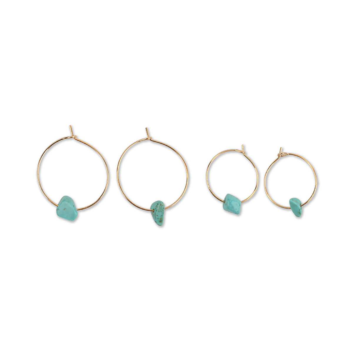 Gold Hoop Stone Chip Earrings Pair - Viva life Jewellery