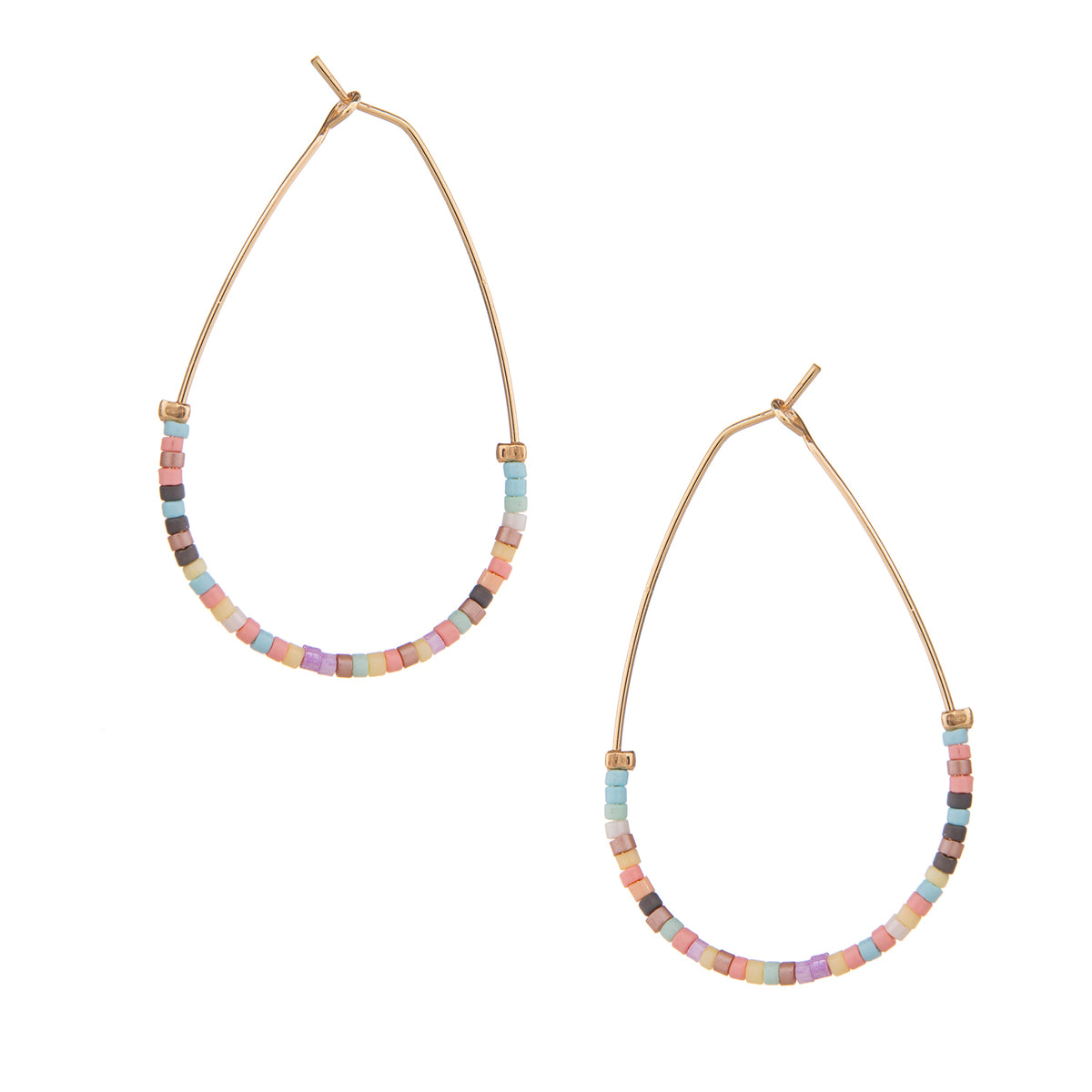 Tiny Pastel Seedbead Teardrop Hoop Earrings