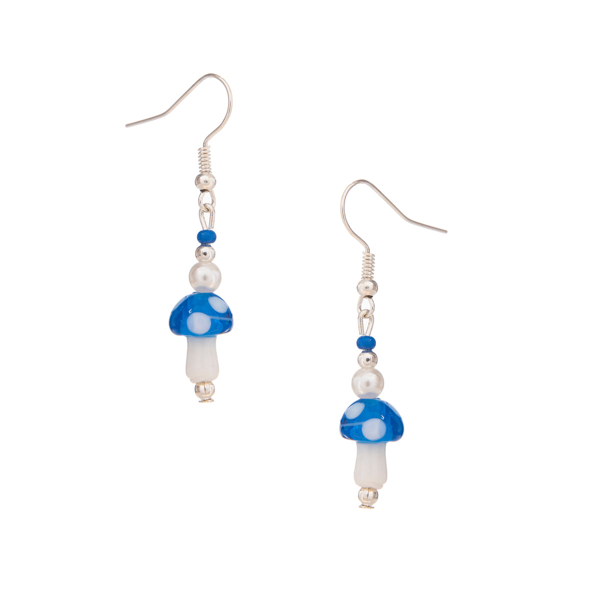 Colorful Seed Bead Pearl Glass Mushroom Earrings