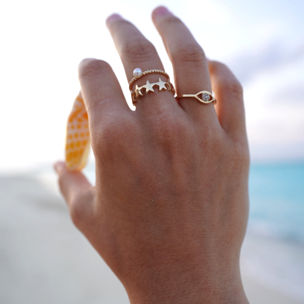 Crystal Evil Eye Ring