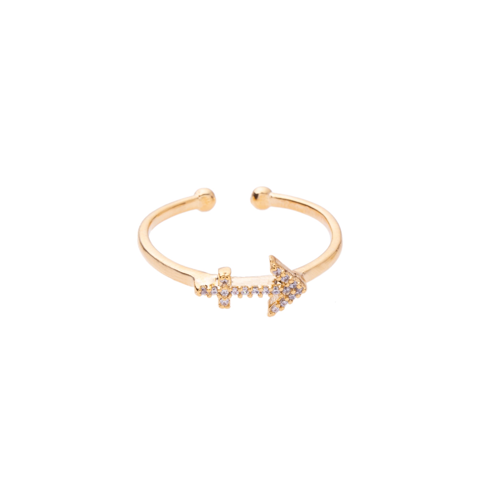 Gold Zodiac Symbol Pave Adjustable Crystal Ring