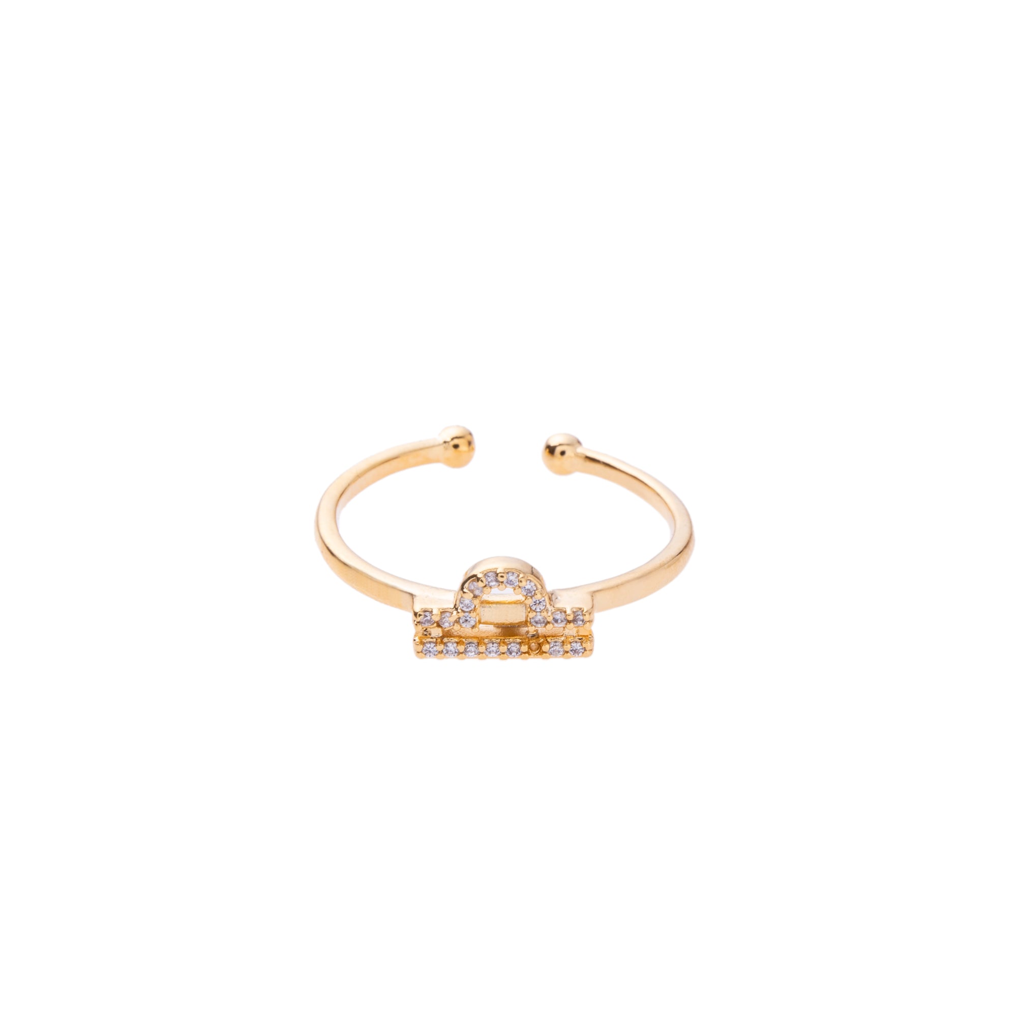 Gold Zodiac Symbol Pave Adjustable Crystal Ring
