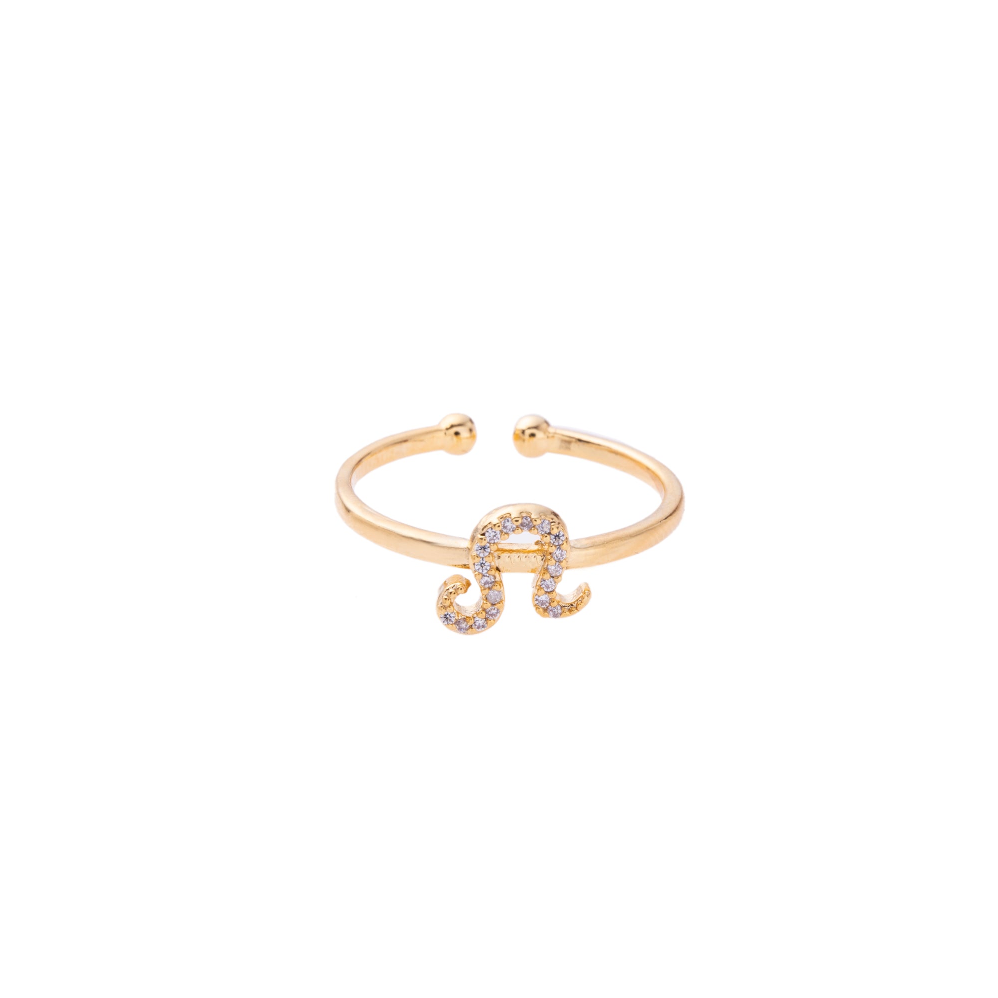 Gold Zodiac Symbol Pave Adjustable Crystal Ring