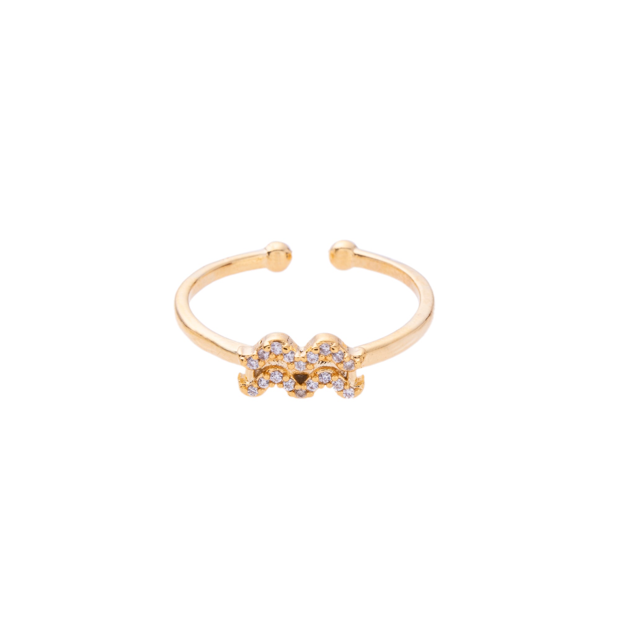 Gold Zodiac Symbol Pave Adjustable Crystal Ring
