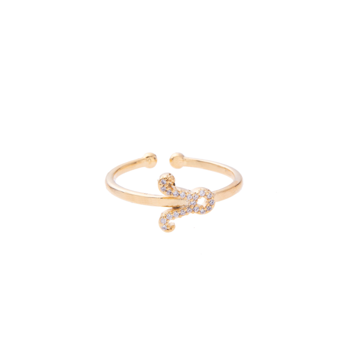 Gold Zodiac Symbol Pave Adjustable Crystal Ring