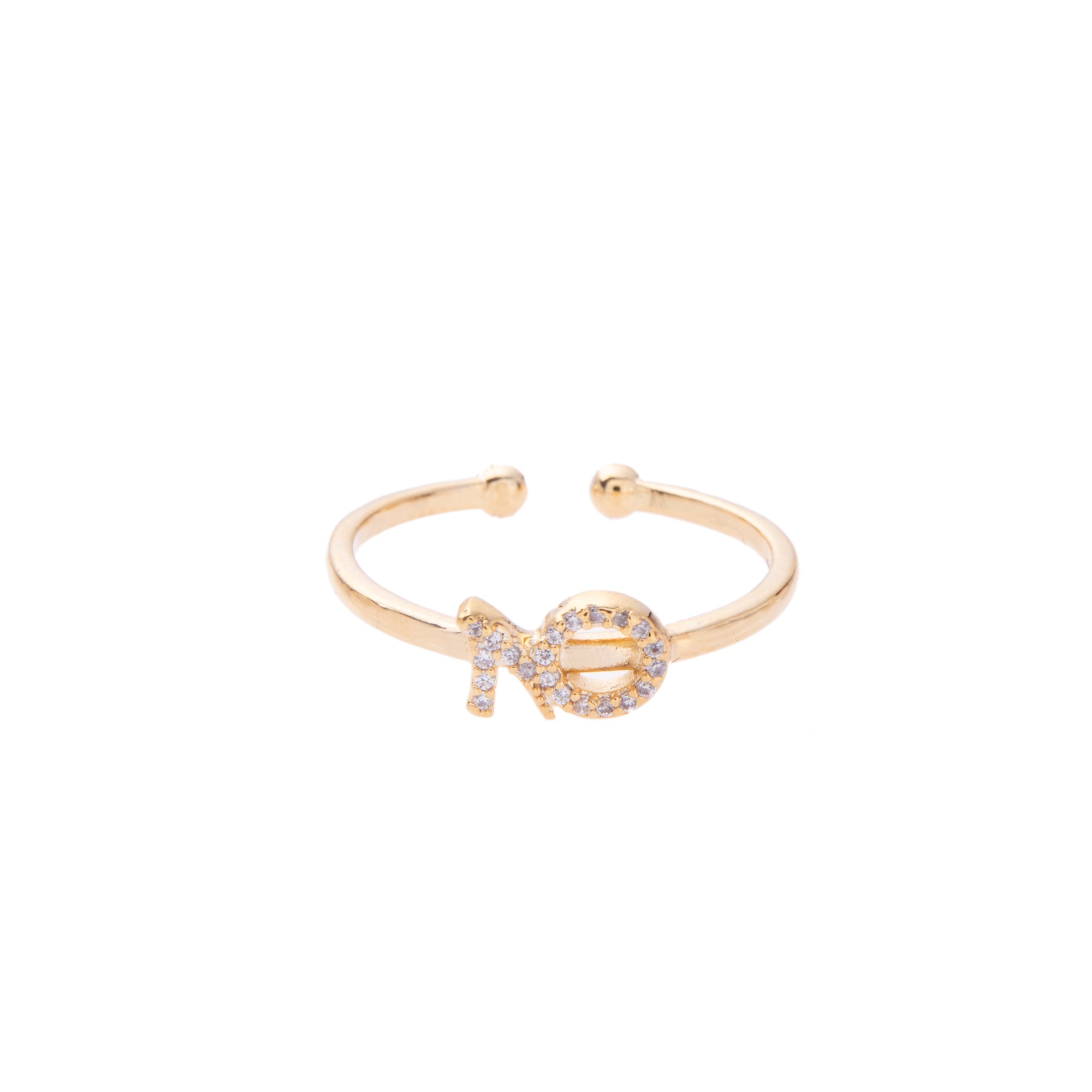 Gold Zodiac Symbol Pave Adjustable Crystal Ring