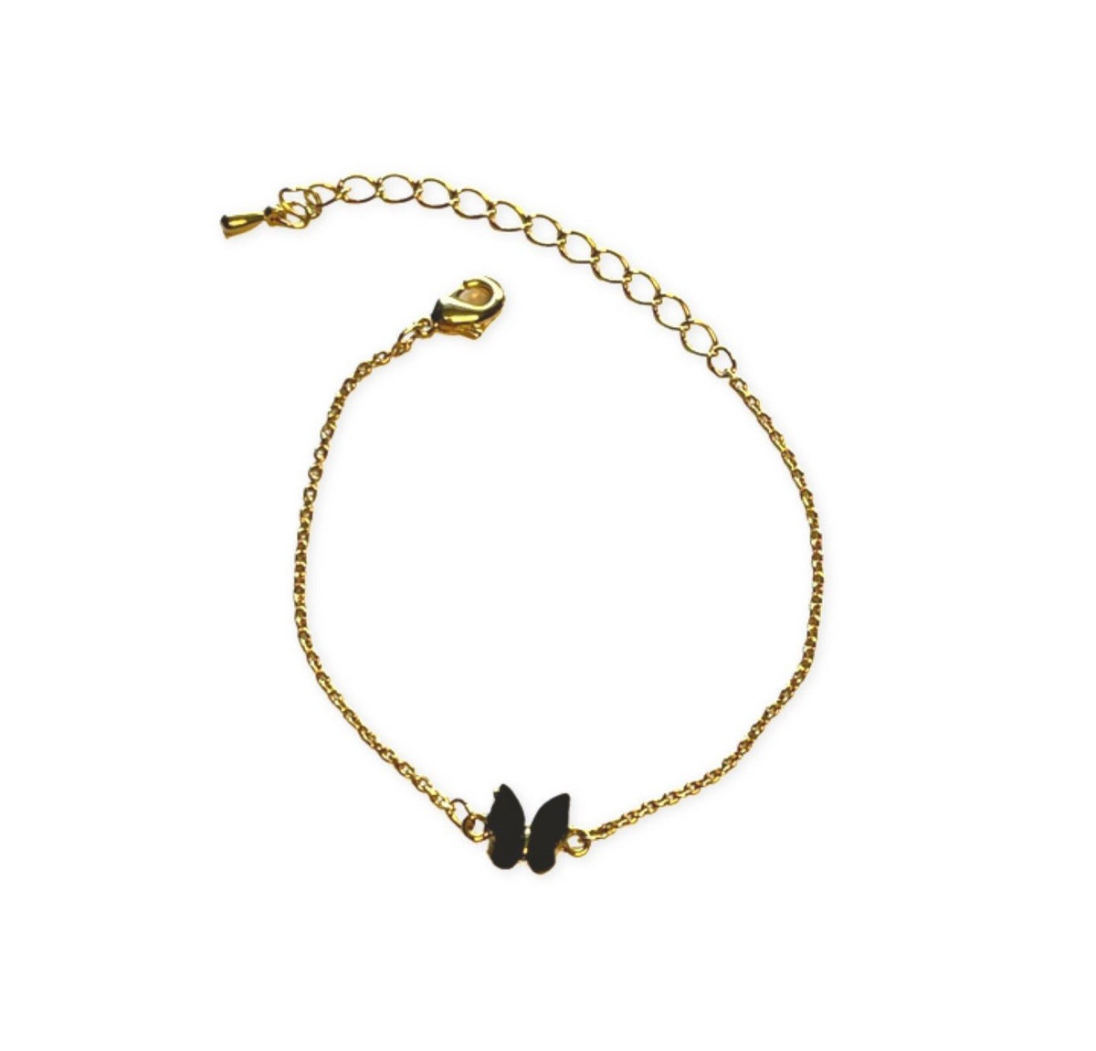 Tiny Gold Black Butterfly Bracelet