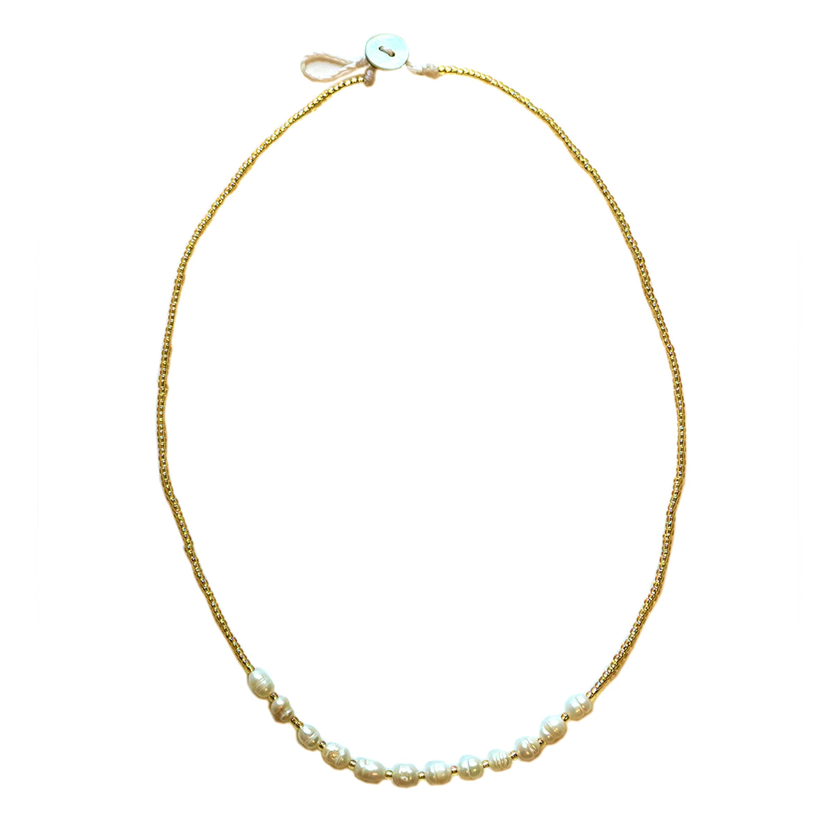 Gold Seed Bead &amp; Rice Pearl Necklace - Viva life Jewellery