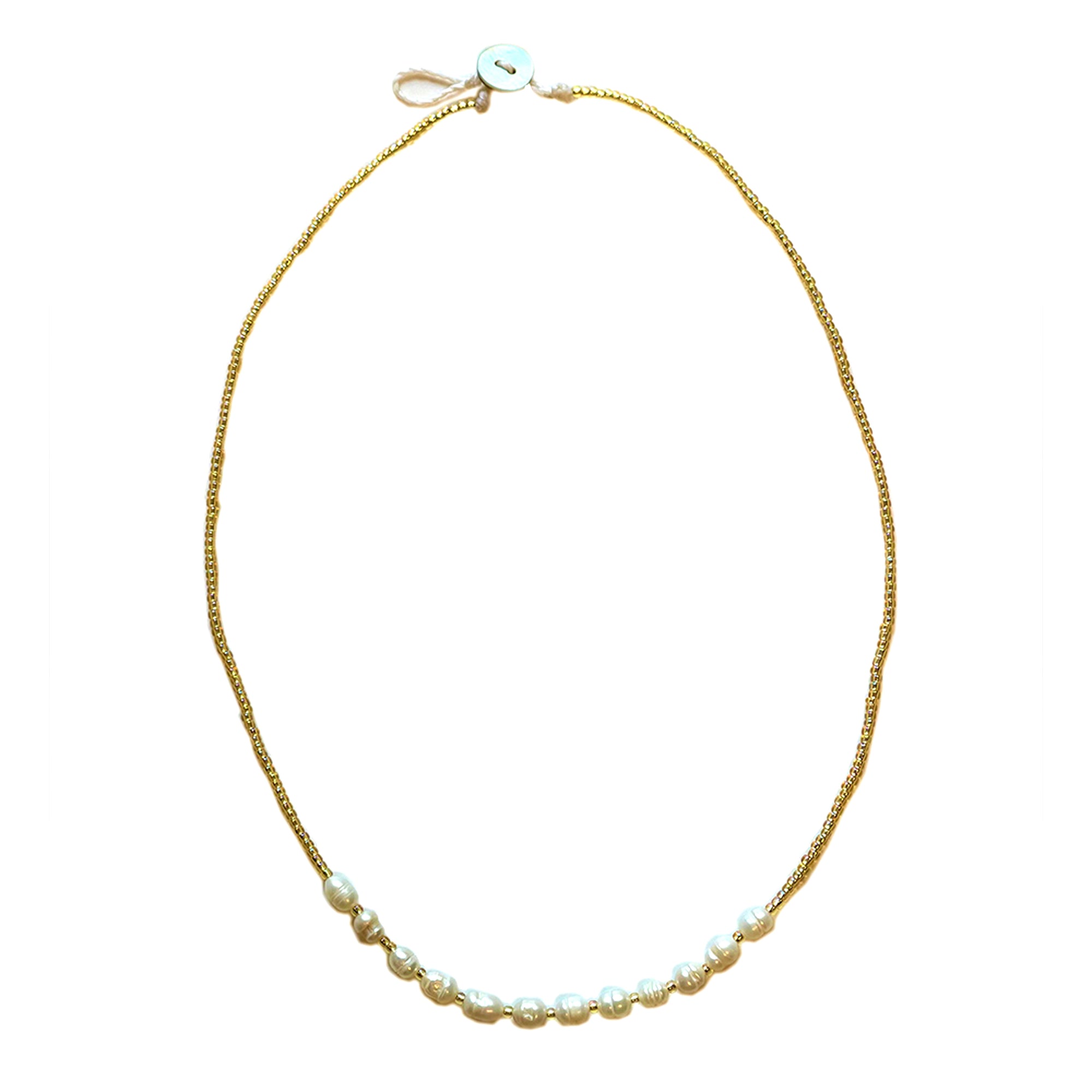 Gold Seed Bead & Rice Pearl Necklace - Viva life Jewellery