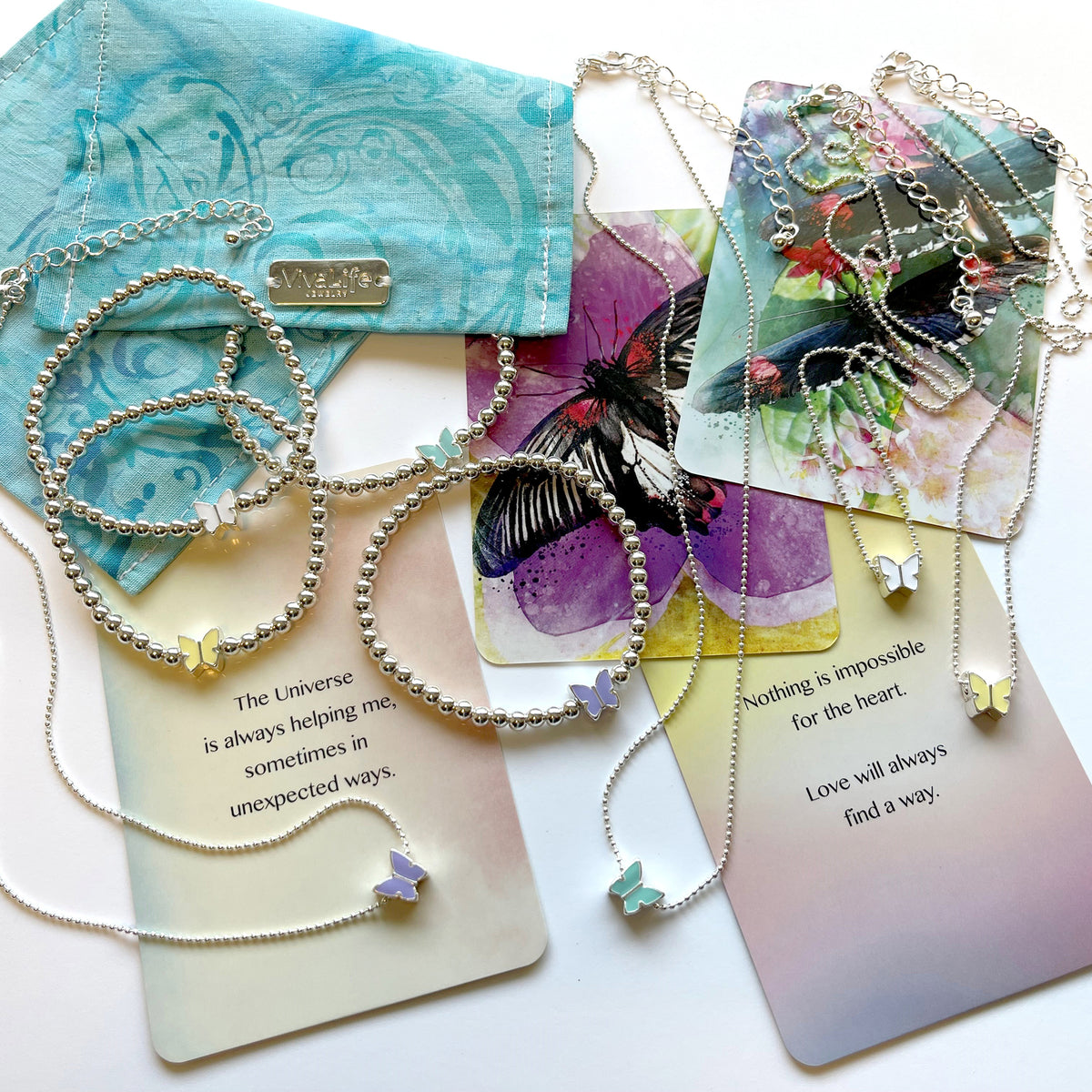 Enamel Butterfly Ball Chain Necklace
