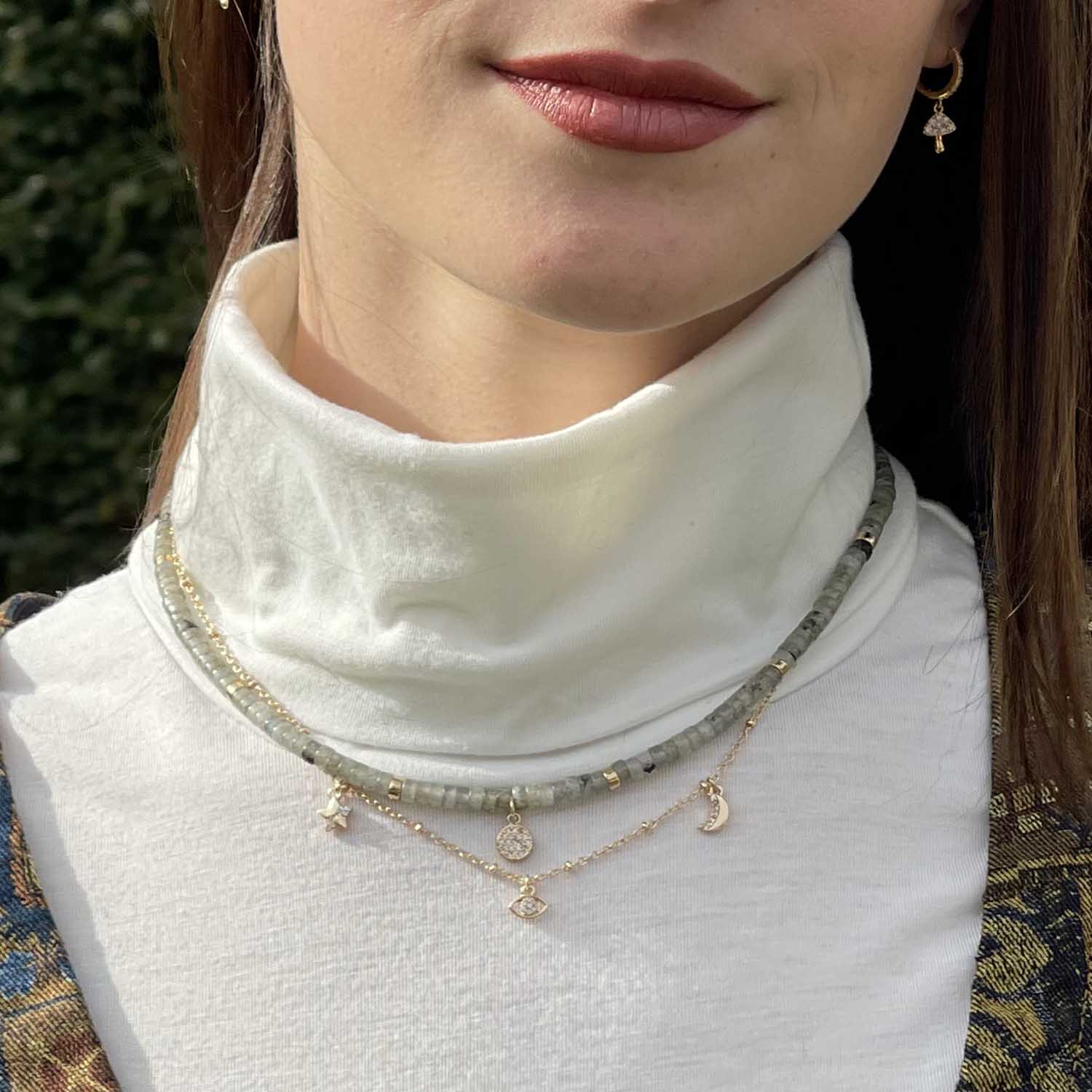 Evil Eye - Star - Moon  Charm Crystal Necklace