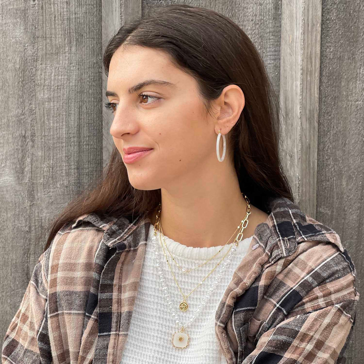 White Lucite Hoop Earrings