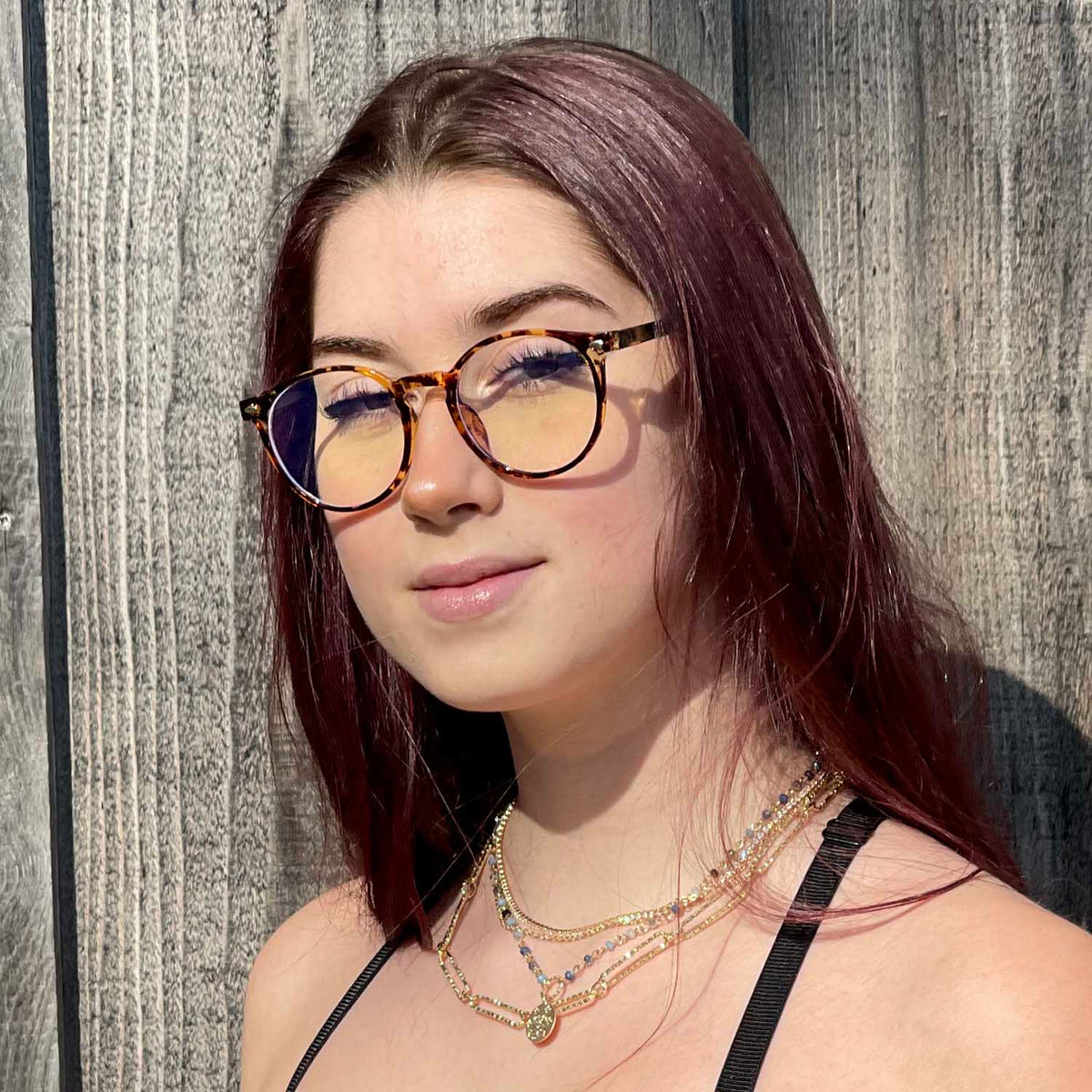 Two Strand Gold Textured Link Necklace