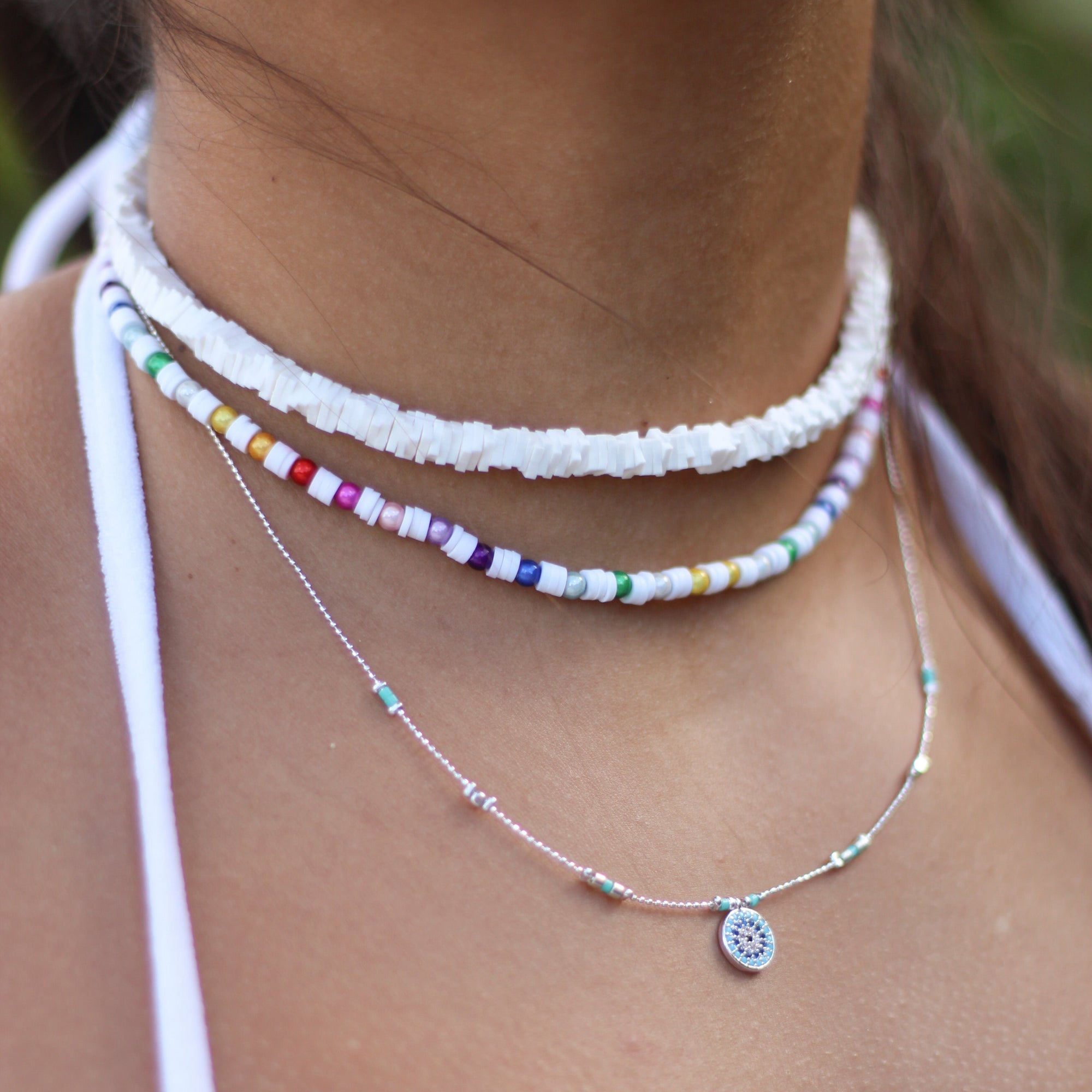 Horizon White Square Clay Chip Necklace