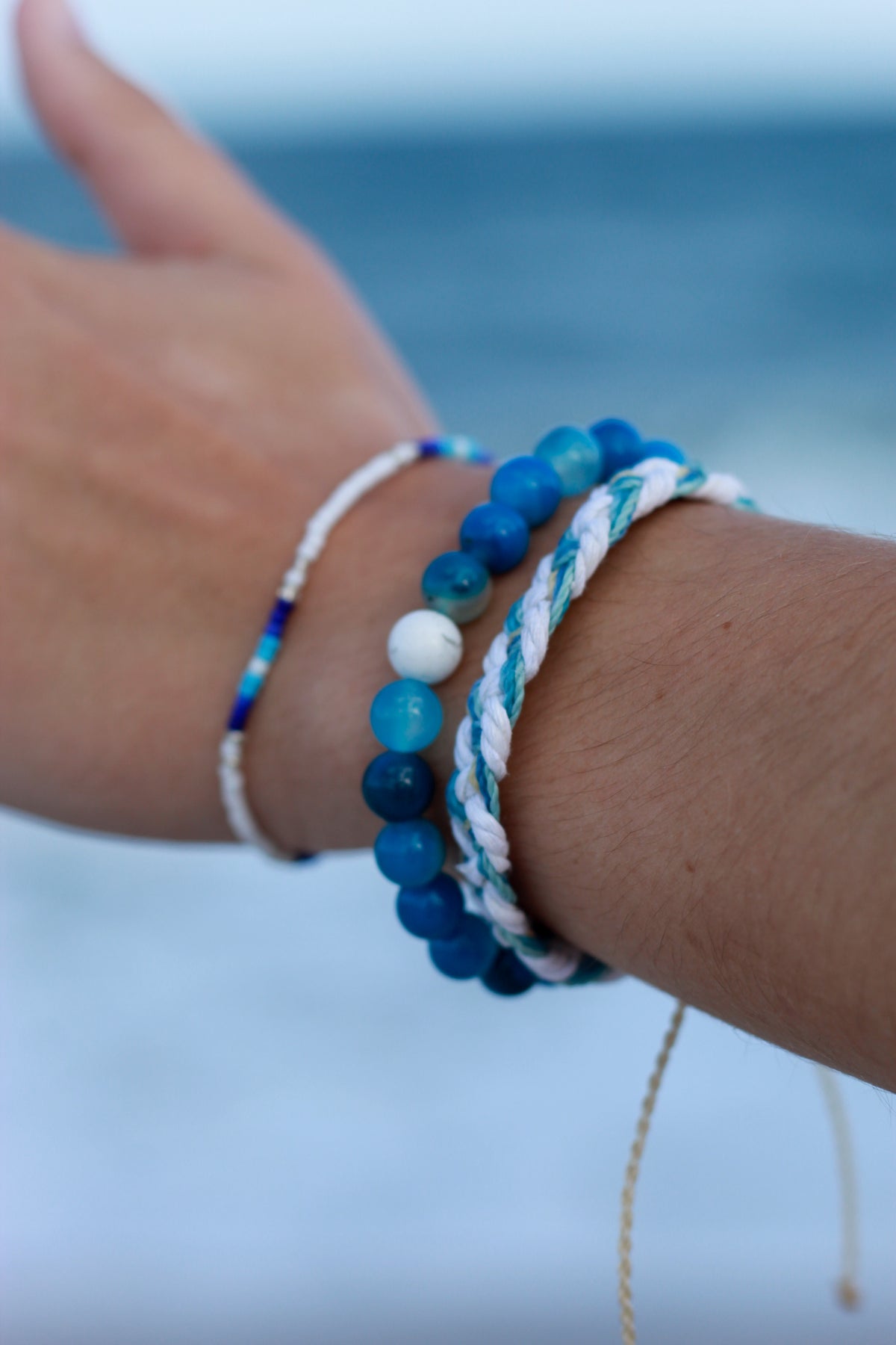 Blue Lace Agate Stone Stretch Bracelet