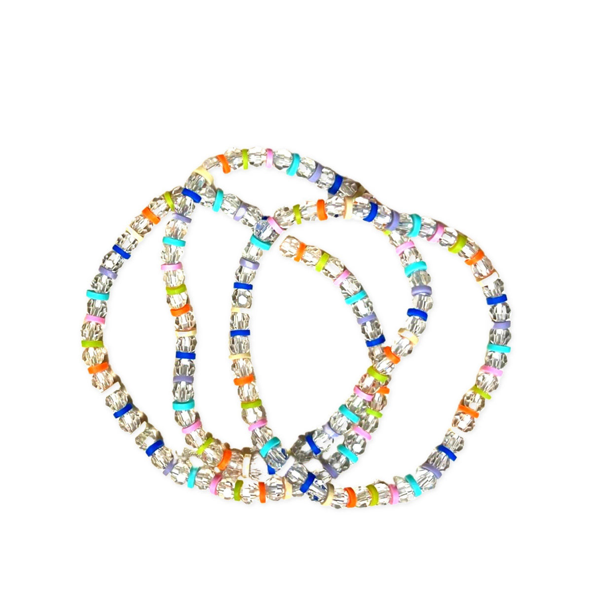 Three Strand Colorful Fimo &amp; Lucite Bracelet
