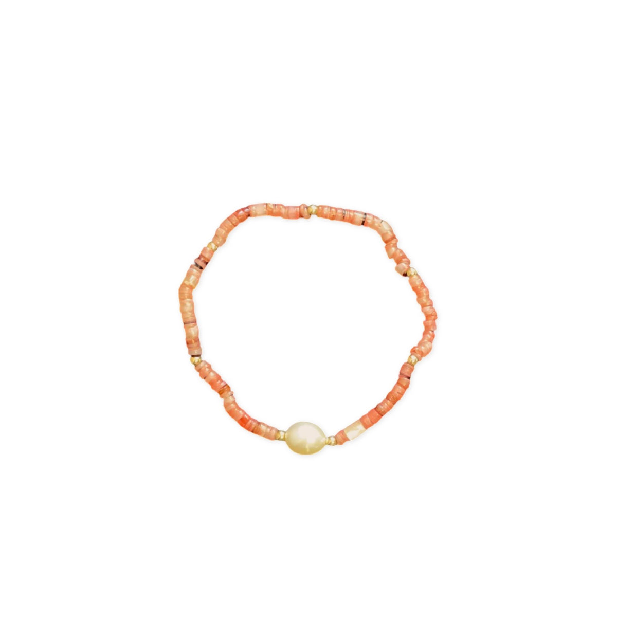 Pink Natural Stone Bracelet with Fresh Water Pearl and Gold Beads
