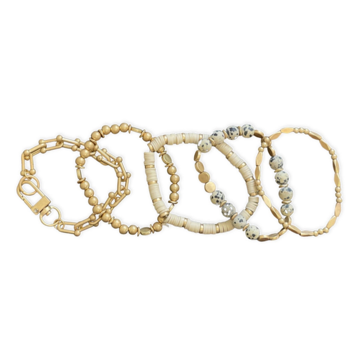 Five Strand Gold Fimo &amp; Stone Bracelet