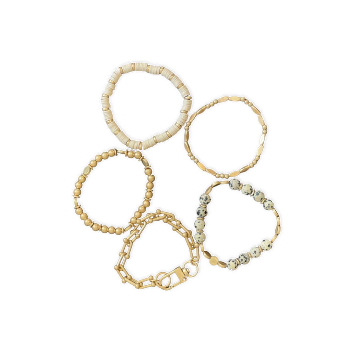 Five Strand Gold Fimo &amp; Stone Bracelet