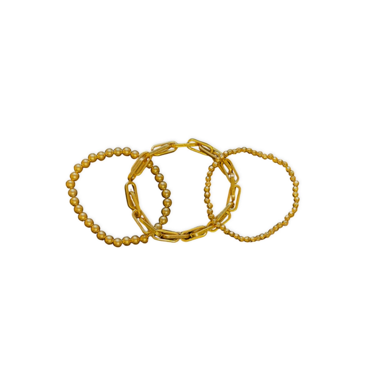 Three Strand Gold Link &amp; Balls Bracelet