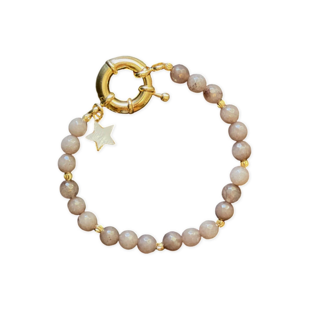 Natural Stone with Mother of Pearl Star Gold Bracelet