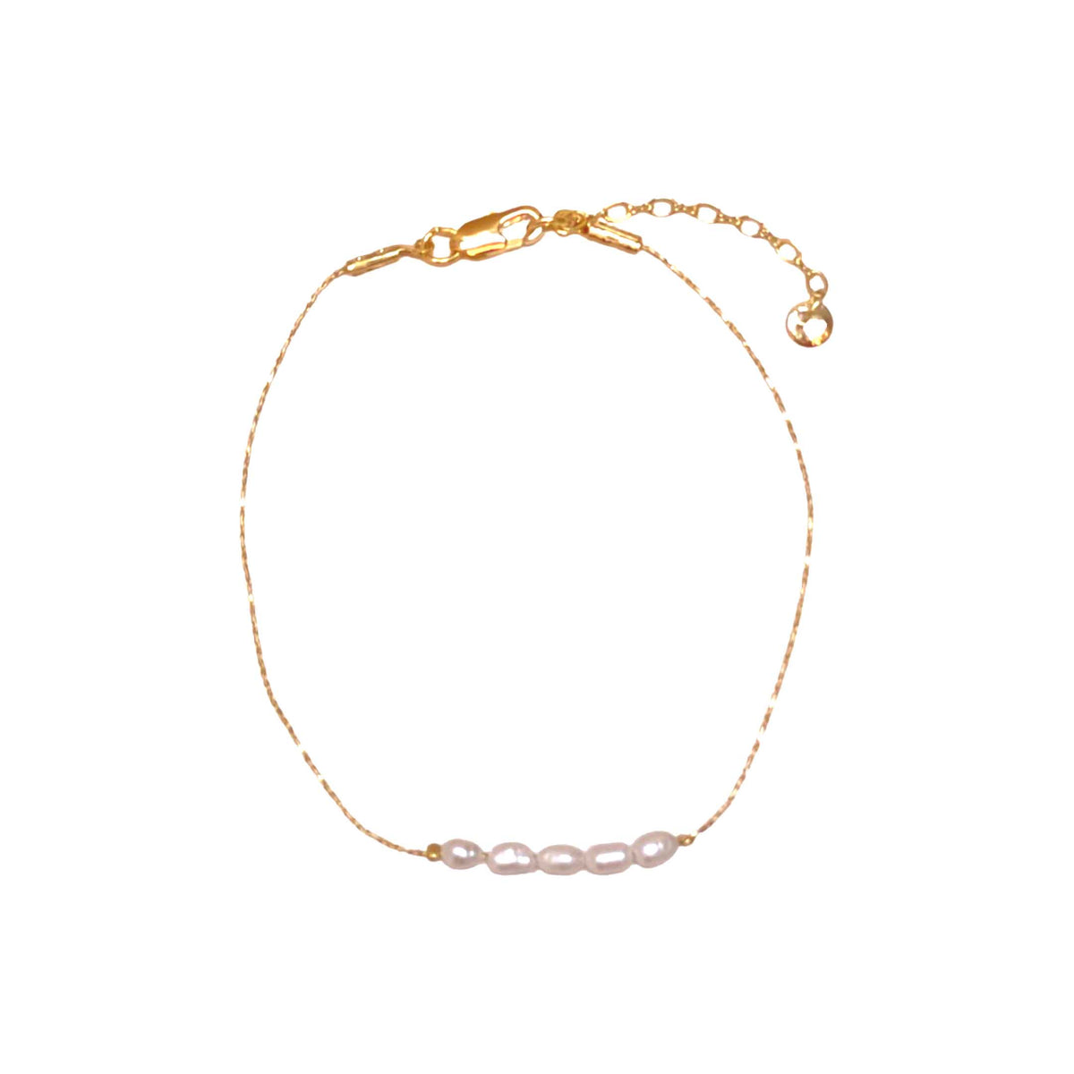 Gold Delicate Five Fresh Water Pearl Bracelet