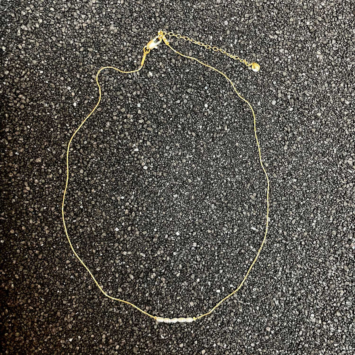 Gold Delicate Five Fresh Water Pearl Necklace