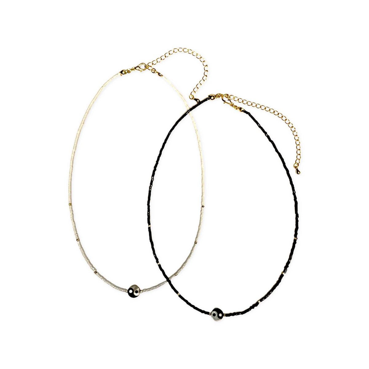 Seed Bead Yin Yang Gold Necklace